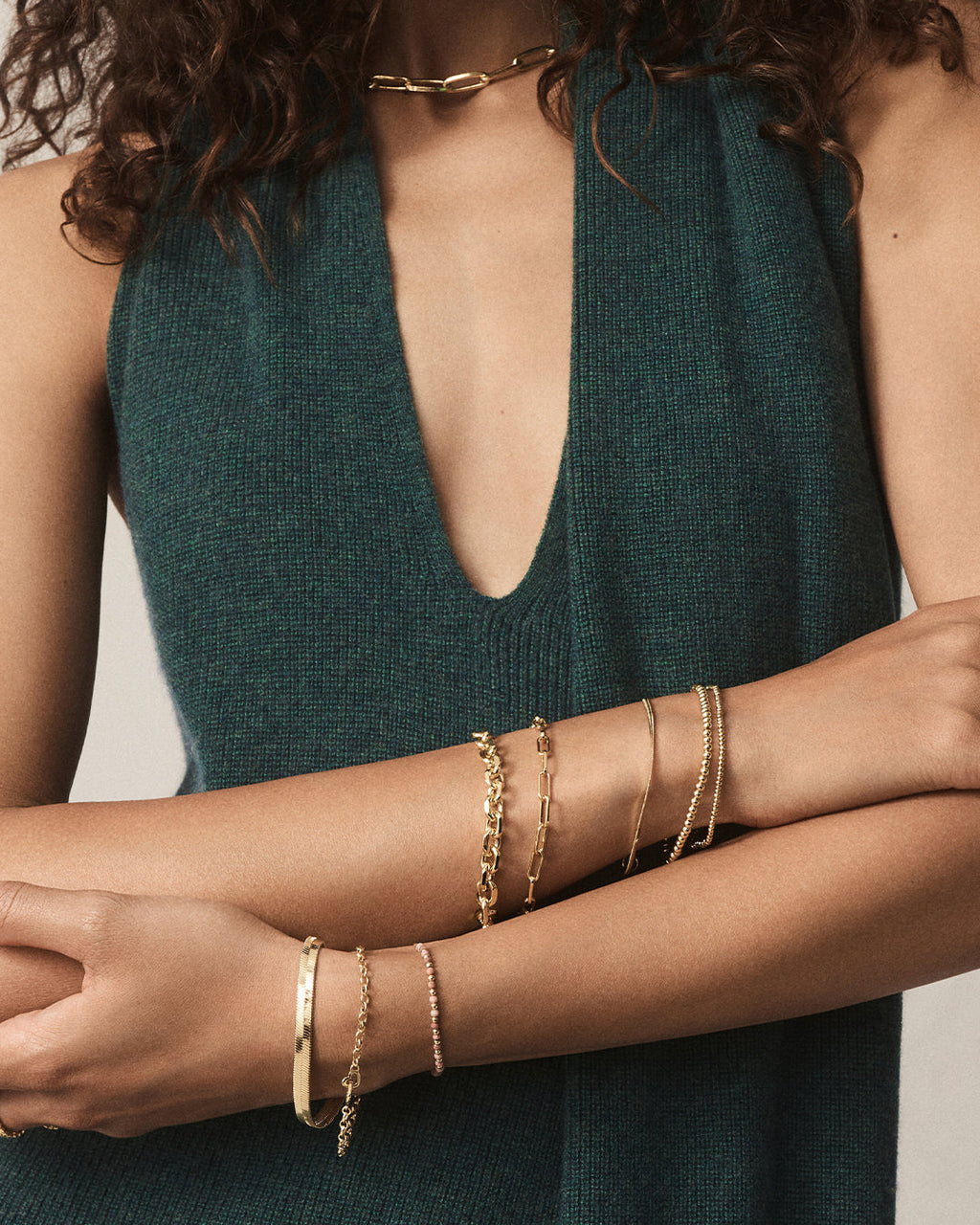 Parker Heart Mini Bracelet || option::18K Gold Plated || set::poppy-gold-bracelet-set-stl-holiday