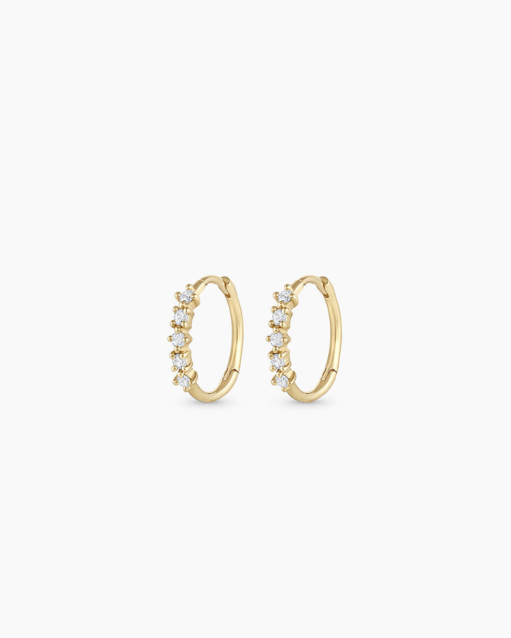 Diamond Row Huggies || option::14K Solid Gold