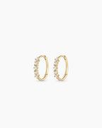 Diamond Row Huggies || option::14K Solid Gold