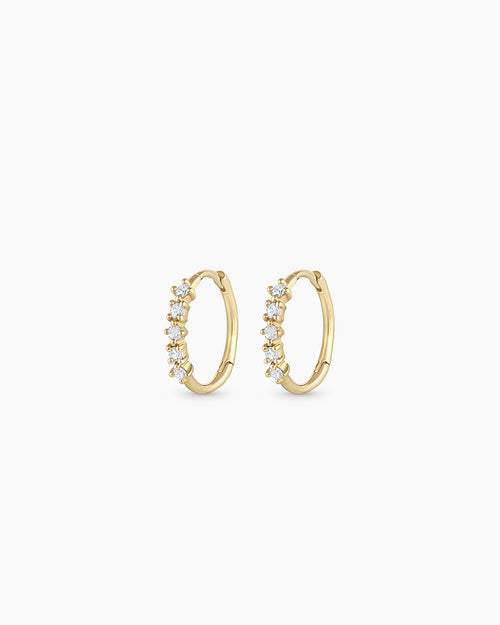 Diamond Row Huggies || option::14K Solid Gold