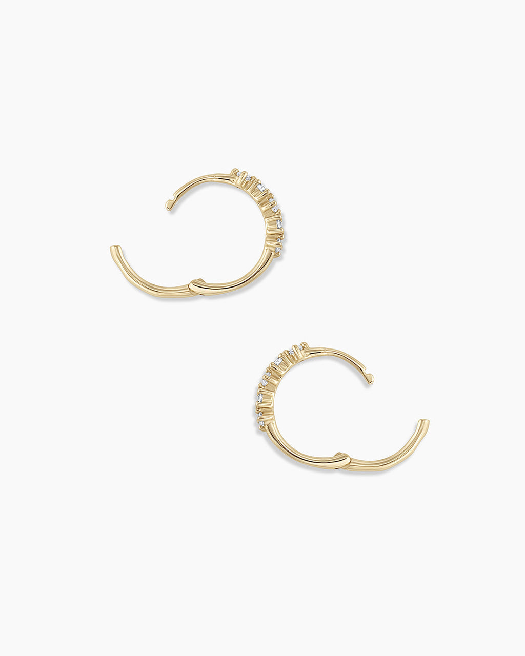 Diamond Row Huggies || option::14K Solid Gold