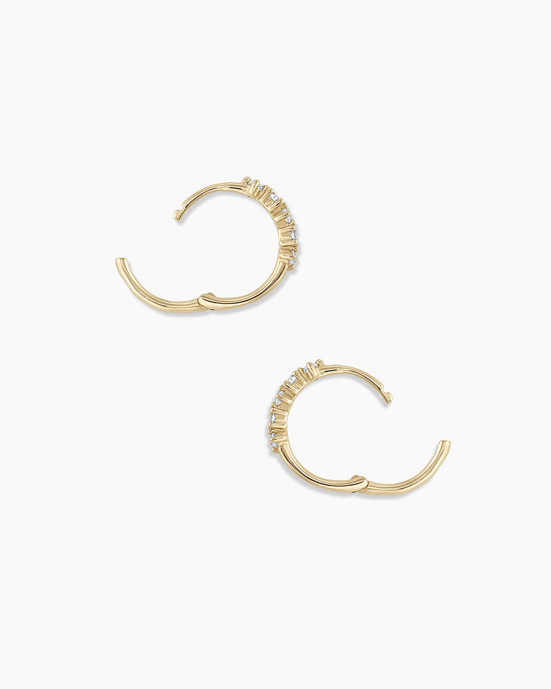 Diamond Row Huggies || option::14K Solid Gold