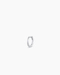 Woman wearing Classic Gold Huggie || option::14K Solid White Gold, 8mm