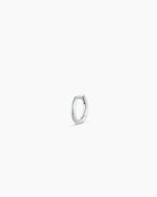 Woman wearing Classic Gold Huggie || option::14K Solid White Gold, 8mm