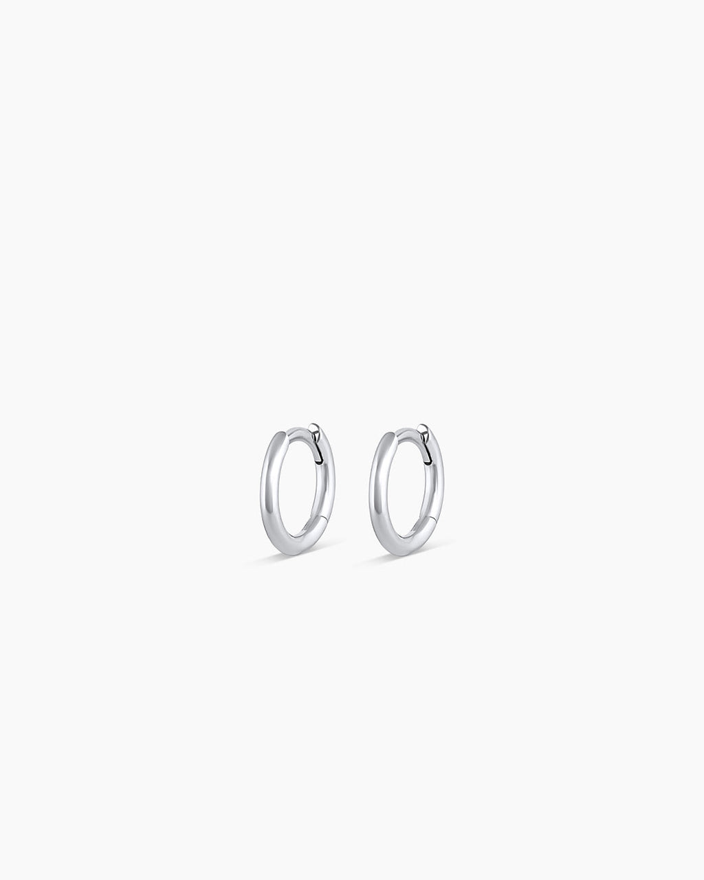 Classic Gold Huggie || option::14K Solid White Gold, 8mm
