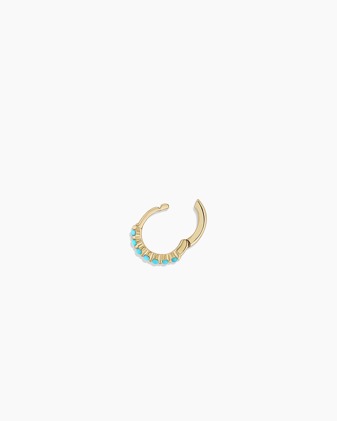 Turquoise Row Huggie || option::14K Solid Gold