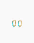 Turquoise Row Huggies || option::14K Solid Gold