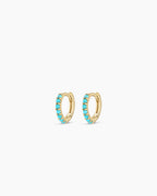 Turquoise Row Huggies || option::14K Solid Gold