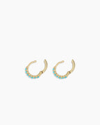 Turquoise Row Huggies || option::14K Solid Gold