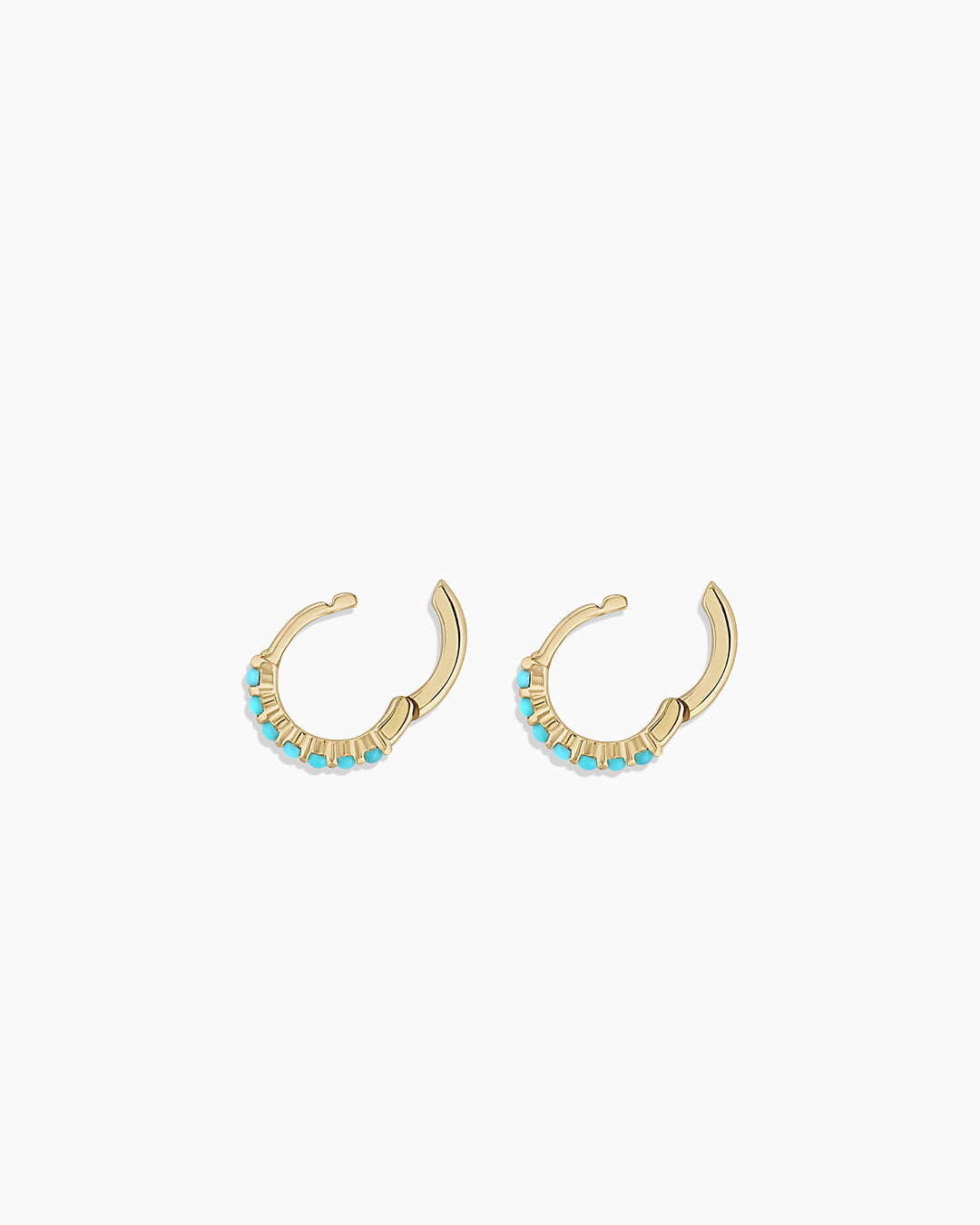 Turquoise Row Huggies || option::14K Solid Gold
