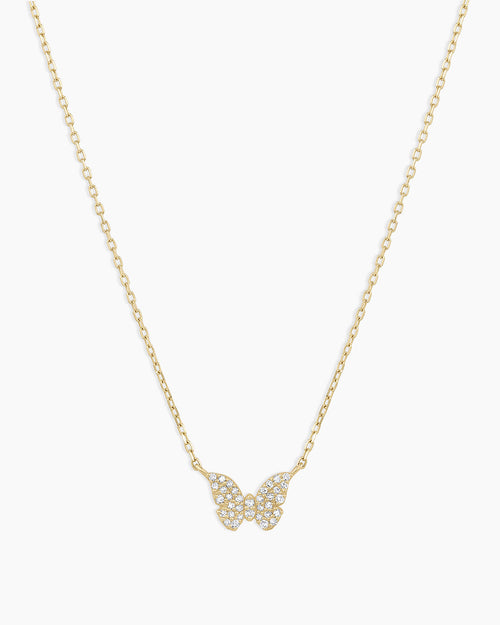 DiamondButterfly Necklace || option::14K Solid Gold