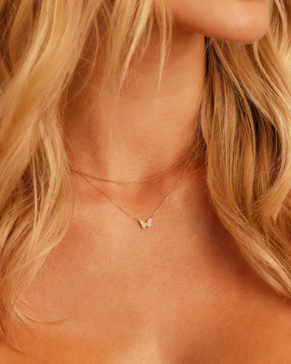 DiamondButterfly Necklace || option::14K Solid Gold