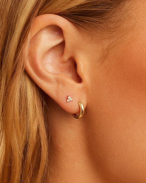 Diamond Bali Flat Back Stud || option::14K Solid Gold