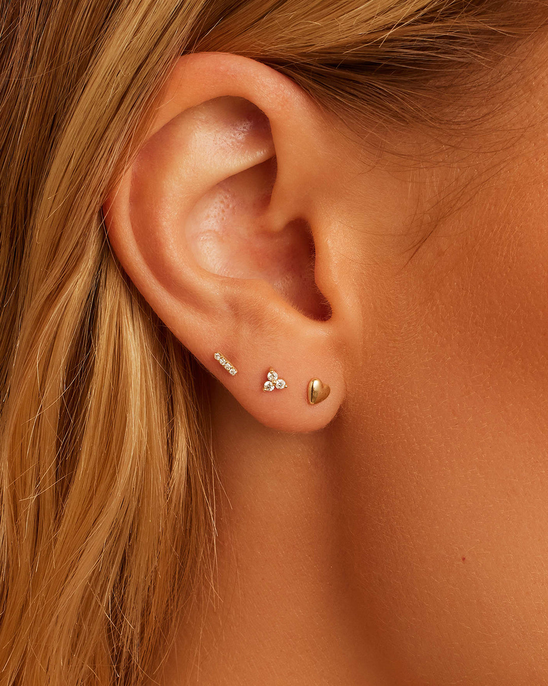 Diamond Bali Flat Back Stud || option::14K Solid Gold || set::diamond-bali-flat-back-stud-stl