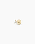 Diamond Bali Flat Back Stud || option::14K Solid Gold