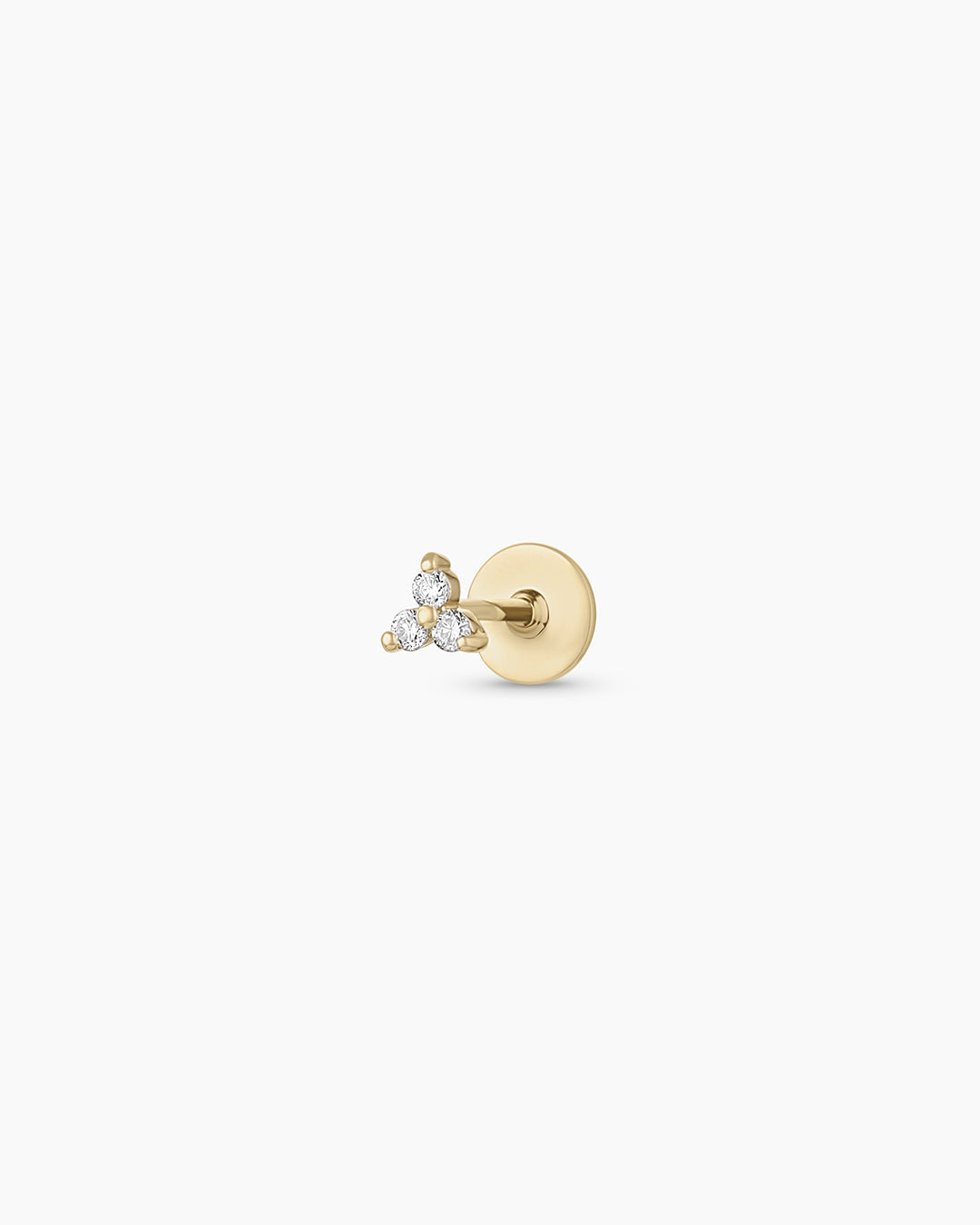 Diamond Bali Flat Back Stud || option::14K Solid Gold
