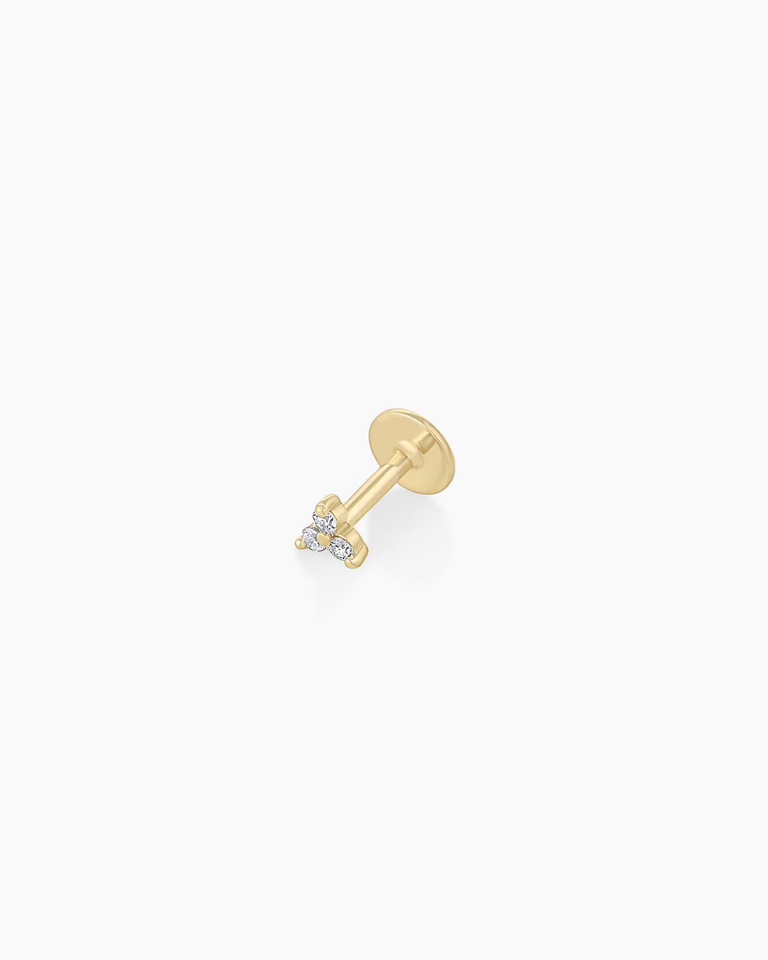 Diamond Bali Flat Back Stud || option::14K Solid Gold