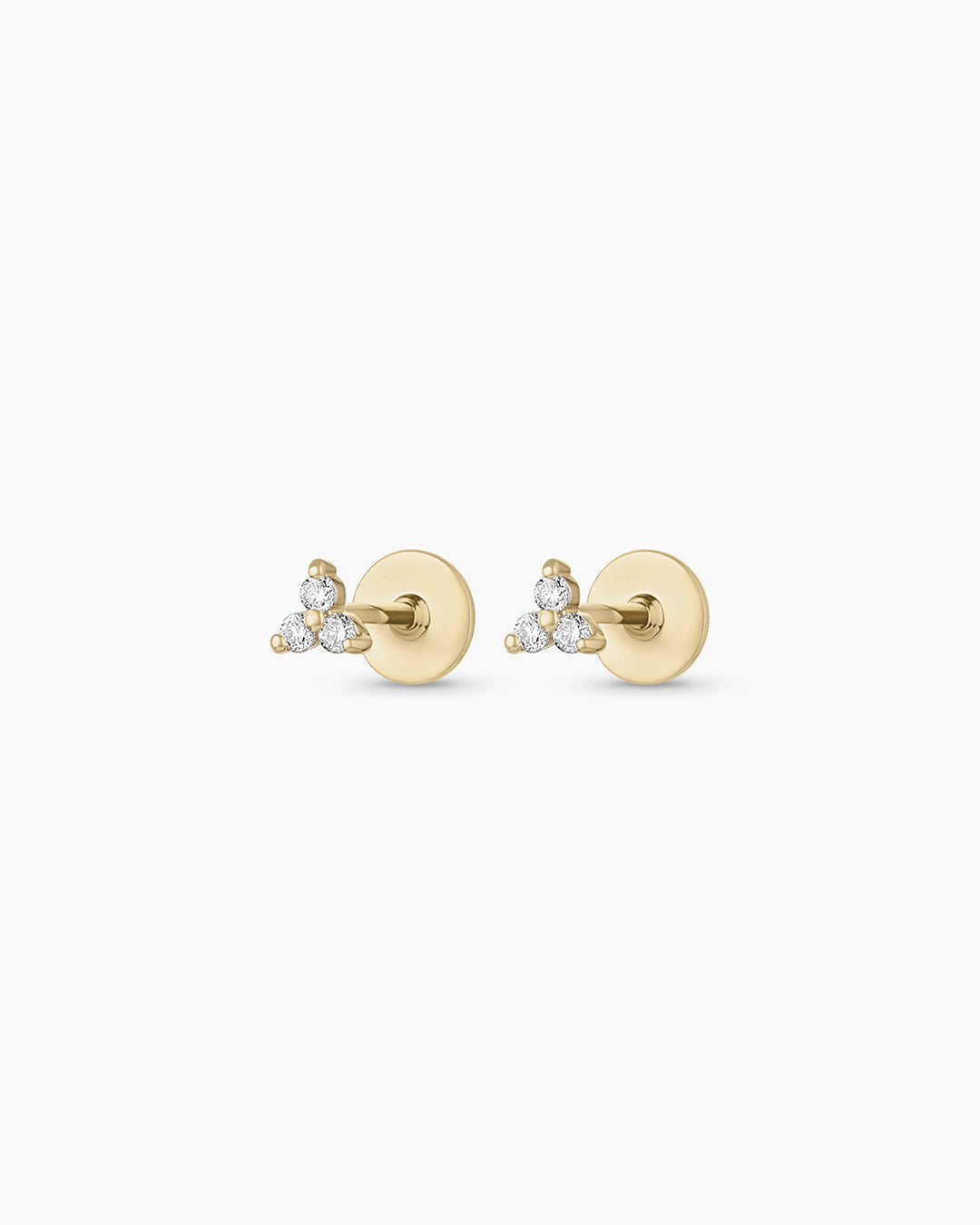 Diamond Bali Flat Back Stud || option::14K Solid Gold