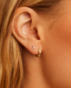 14K Gold Lou Helium Huggie || option::14K Solid Gold, 11mm
