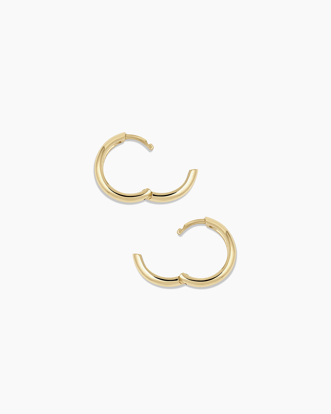 14K Gold Lou Helium Huggies || option::14K Solid Gold, 13mm