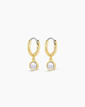 Rose Marble Coin Huggies || option::18K Gold Plated, Mother of Pearl