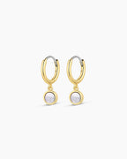 Rose Marble Coin Huggies || option::18K Gold Plated, Mother of Pearl
