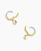 Rose Marble Coin Huggies || option::18K Gold Plated, Mother of Pearl