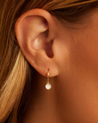Rose Marble Coin Huggies || option::18K Gold Plated, Mother of Pearl
