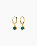 Rose Marble Coin Huggies || option::18K Gold Plated, Malachite Marble