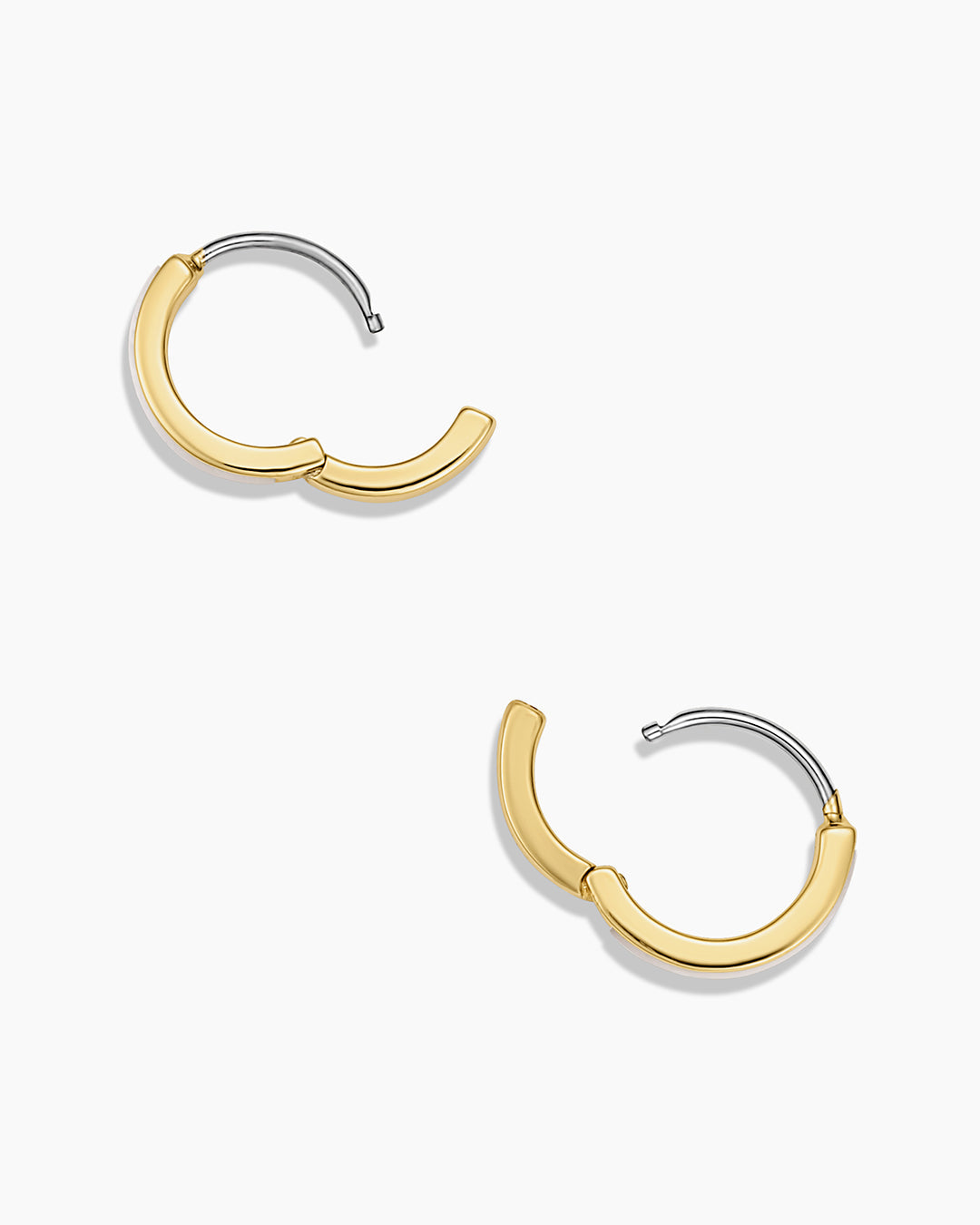 Rose Marble Huggies || option::18K Gold Plated, Mother of Pearl