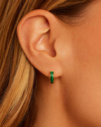 Rose Marble Huggies || option::18K Gold Plated, Malachite Marble