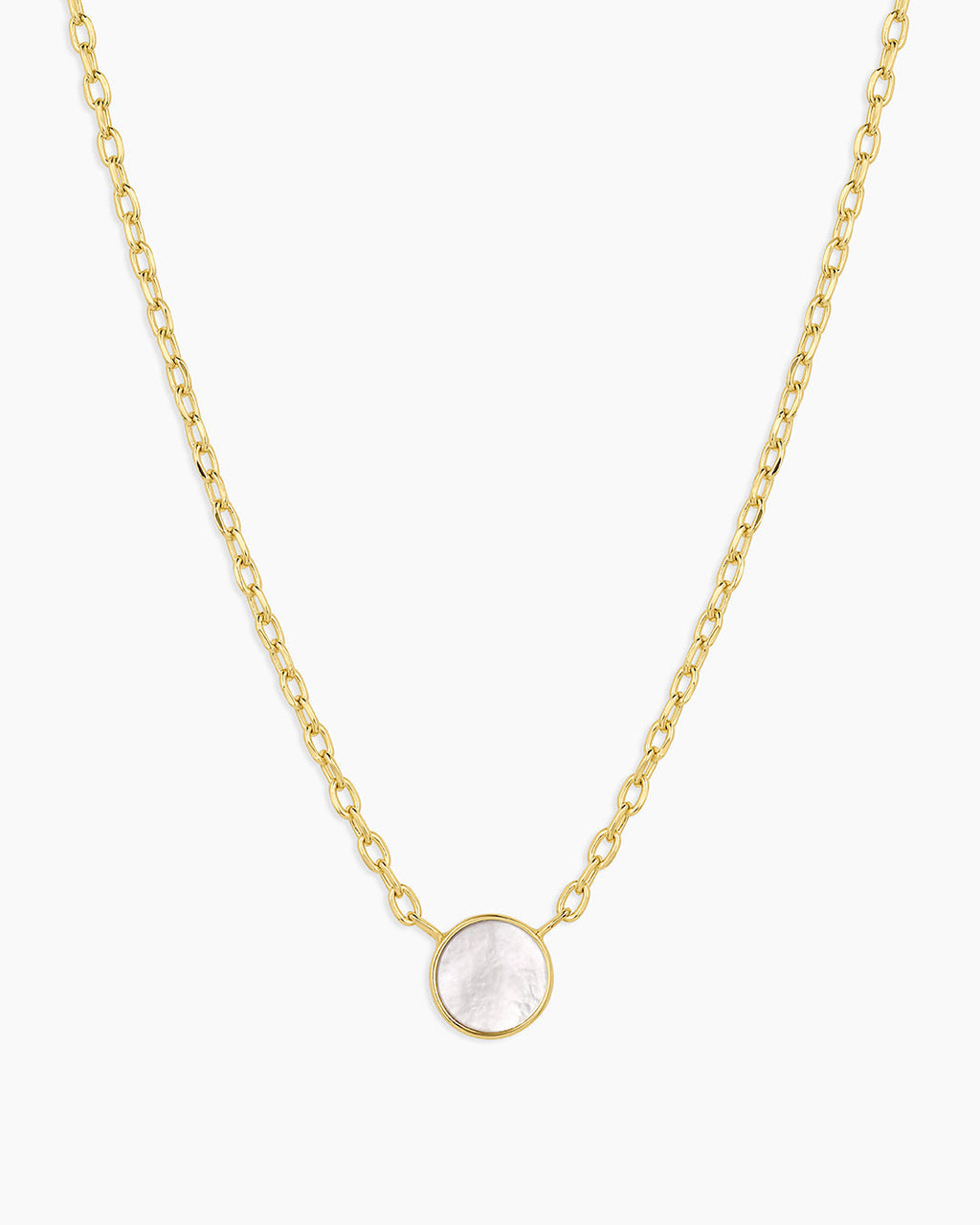 Rose Marble Coin Necklace || option::18K Gold Plated, Mother of Pearl