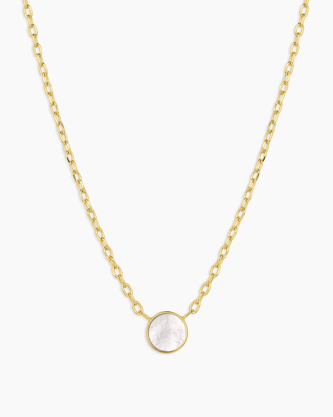 Rose Marble Coin Necklace || option::18K Gold Plated, Mother of Pearl