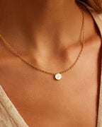 Rose Marble Coin Necklace || option::18K Gold Plated, Mother of Pearl