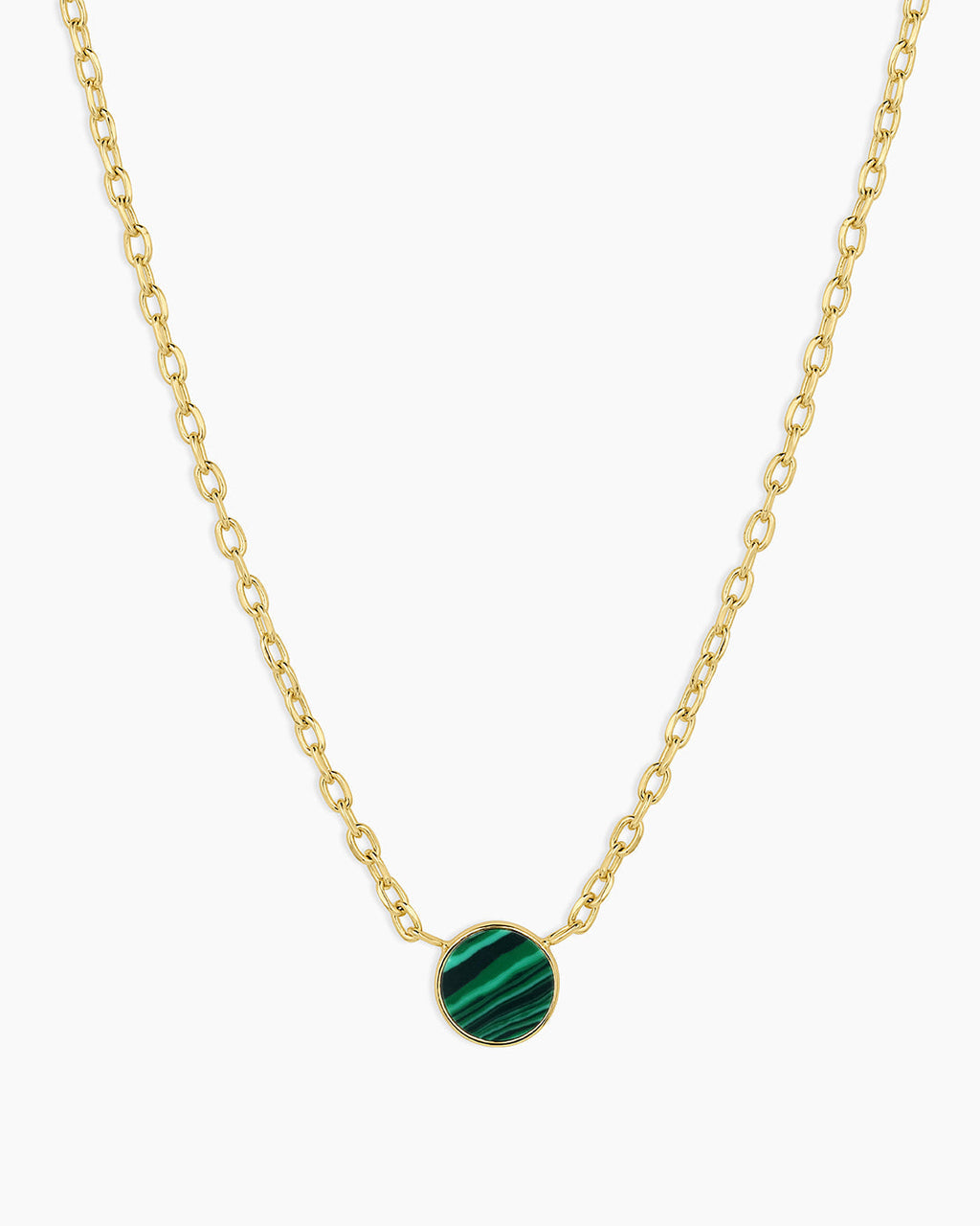 Rose Marble Coin Necklace || option::18K Gold Plated, Malachite Marble