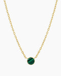 Rose Marble Coin Necklace || option::18K Gold Plated, Malachite Marble