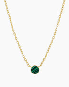 Rose Marble Coin Necklace || option::18K Gold Plated, Malachite Marble