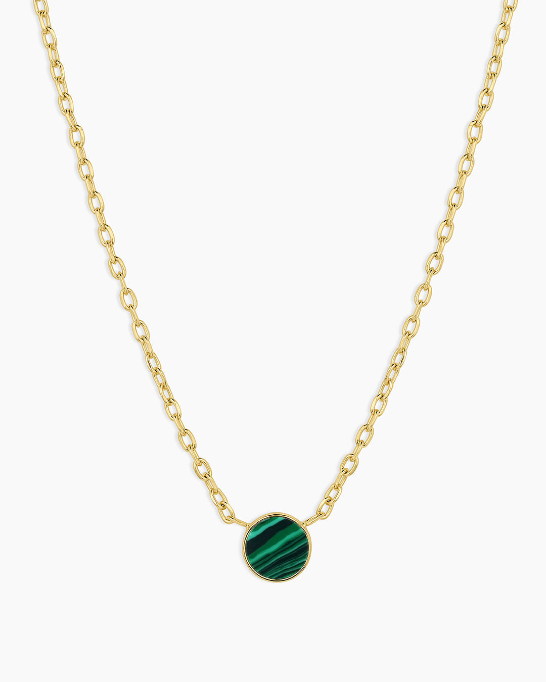 Rose Marble Coin Necklace || option::18K Gold Plated, Malachite Marble