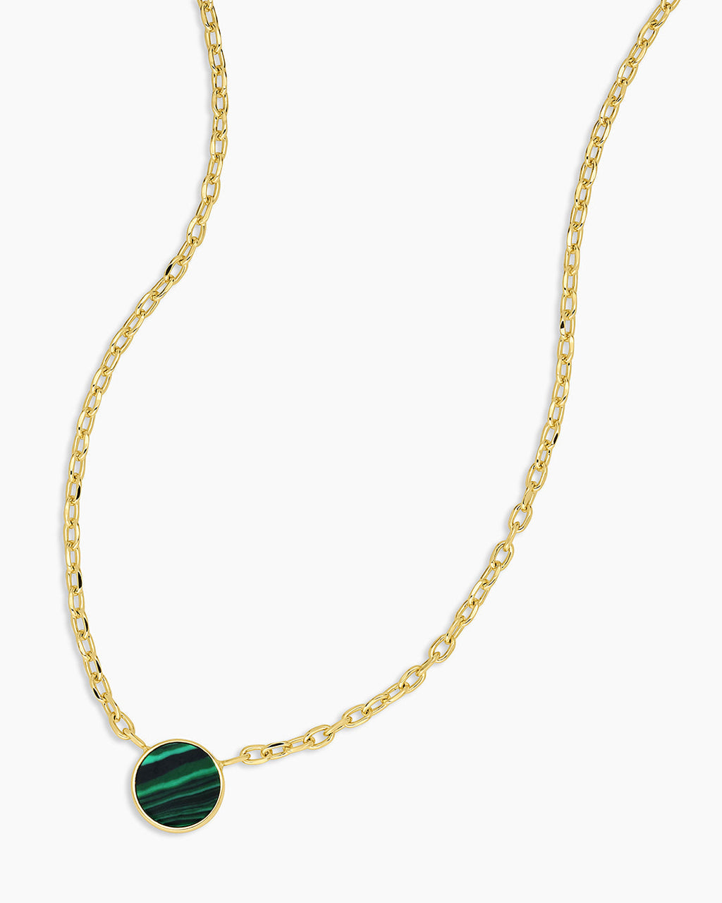 Rose Marble Coin Necklace || option::18K Gold Plated, Malachite Marble