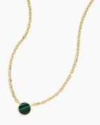 Rose Marble Coin Necklace || option::18K Gold Plated, Malachite Marble