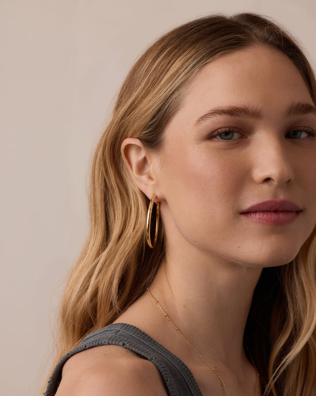 Carter Statement Hoops || option::18K Gold Plated
