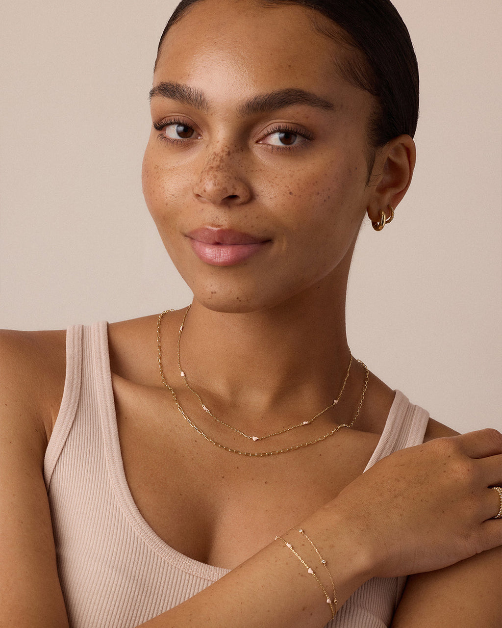 Pink Amour Bracelet || option::18K Gold Plated