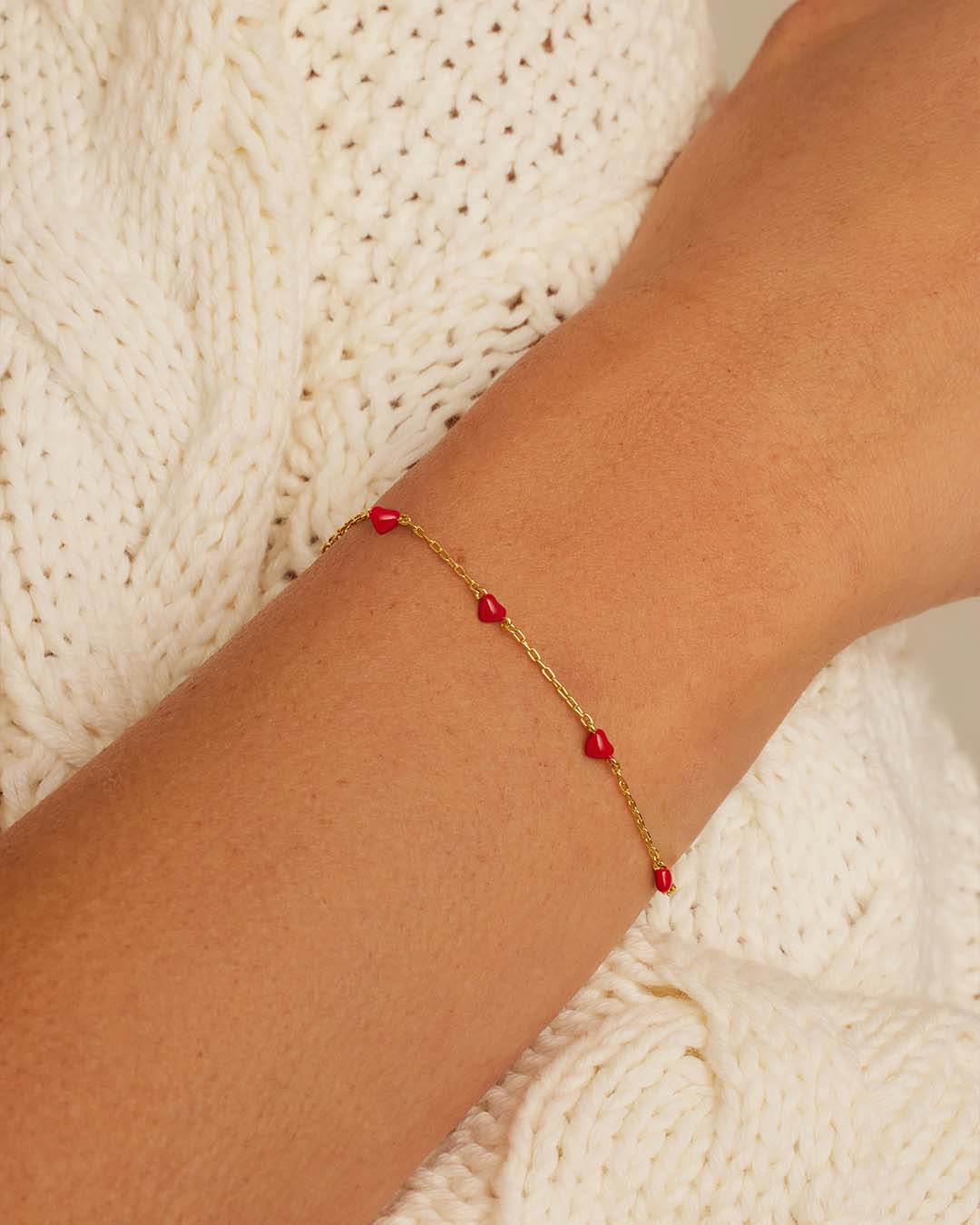 Amour Bracelet Red Enamel || option::18K Gold Plated