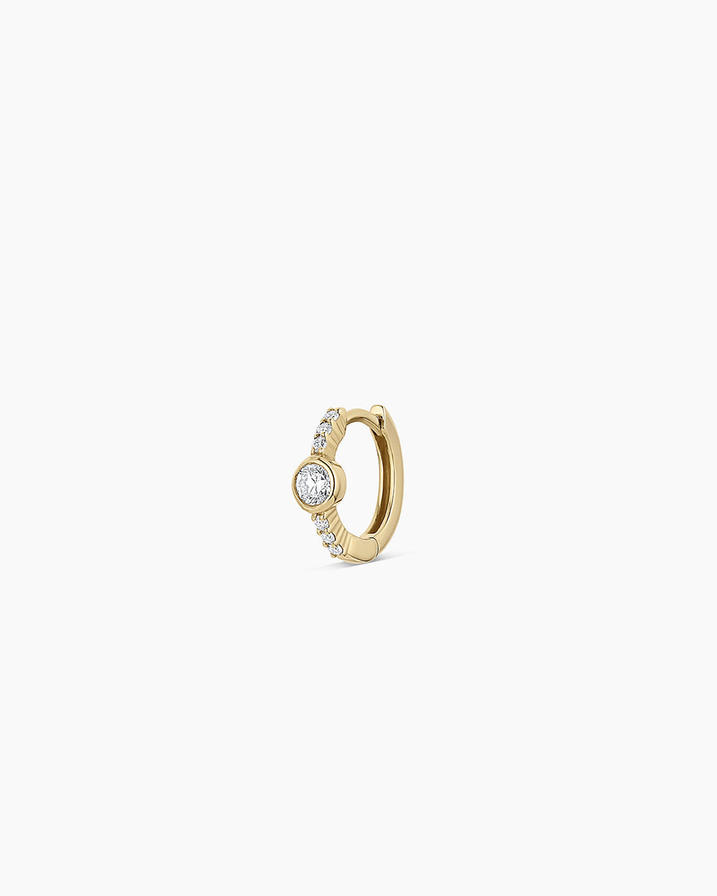 Lab Grown Diamond Circle Charm Huggies || option::14K Solid Gold