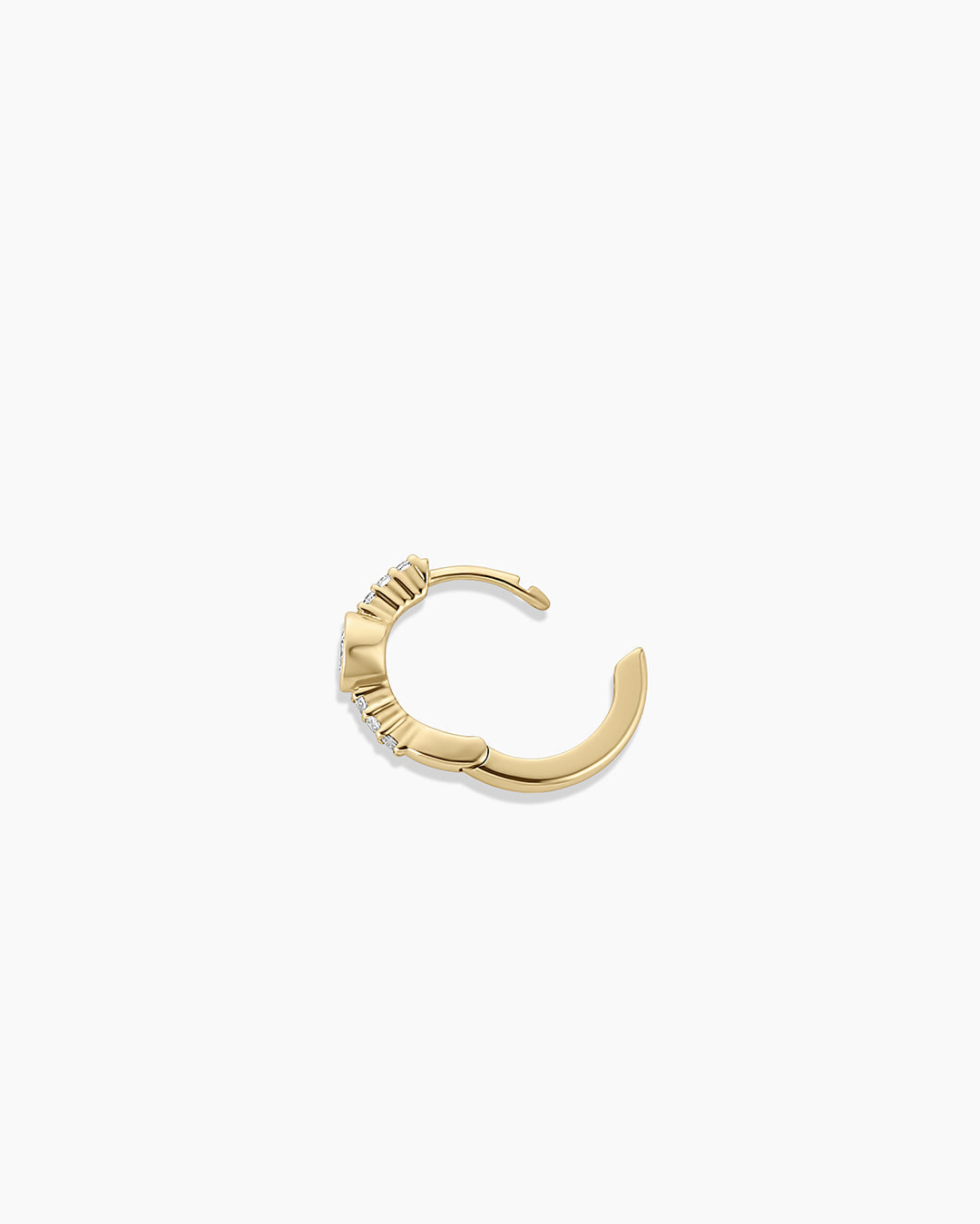 Lab Grown Diamond Circle Charm Huggies || option::14K Solid Gold