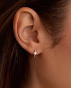 Lab Grown Diamond Circle Charm Huggies || option::14K Solid Gold
