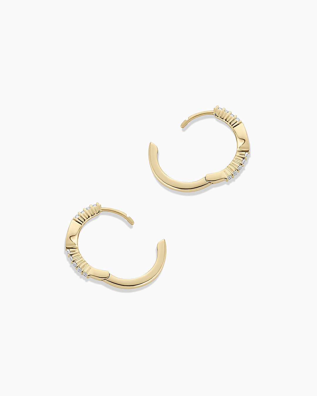 Lab Grown Diamond Pear Charm Huggies || option::14K Solid Gold