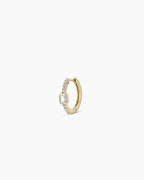 Lab Grown Diamond Emerald Charm Huggies || option::14K Solid Gold