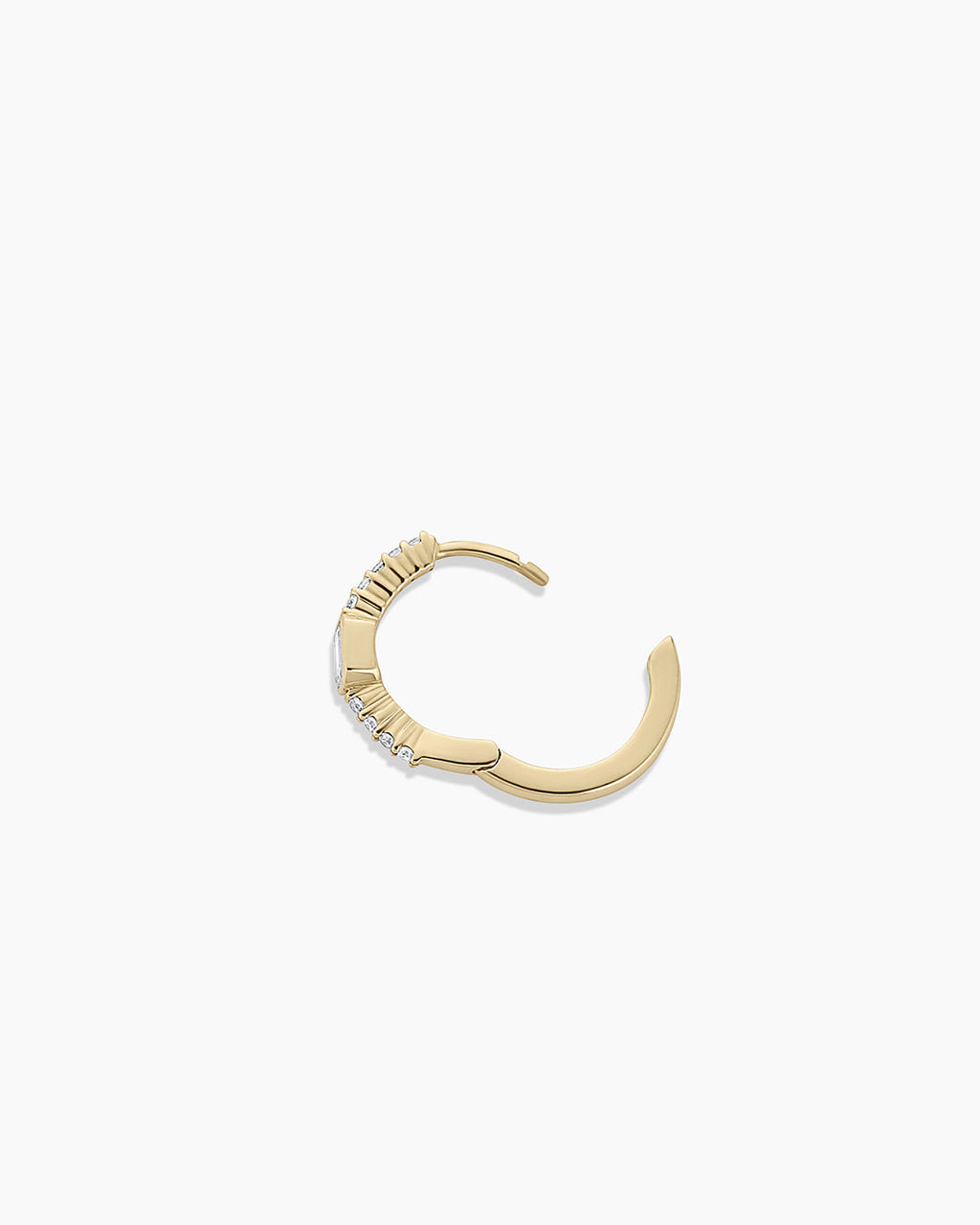 Lab Grown Diamond Emerald Charm Huggies || option::14K Solid Gold