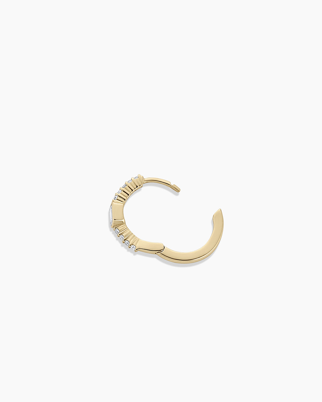 Lab Grown Diamond Emerald Charm Huggies || option::14K Solid Gold